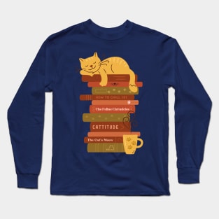 Catnap on Book stack Long Sleeve T-Shirt